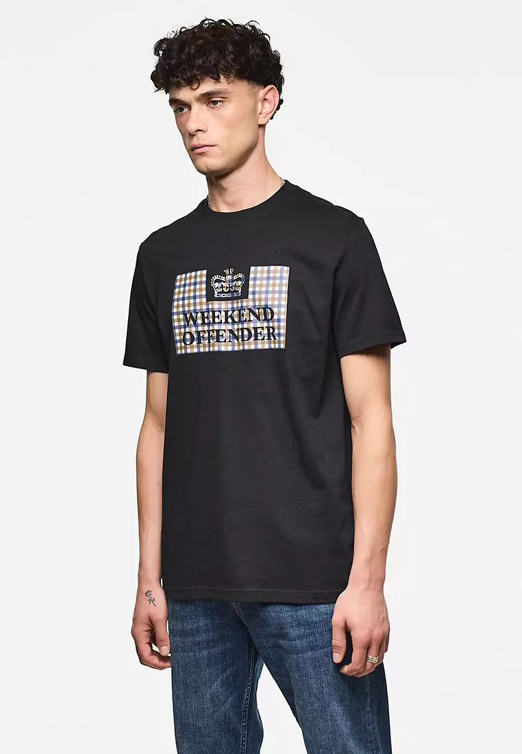MENS BLACK/MID HOUSE CHECK SHEVCHENKO CHECK PRISON TEE