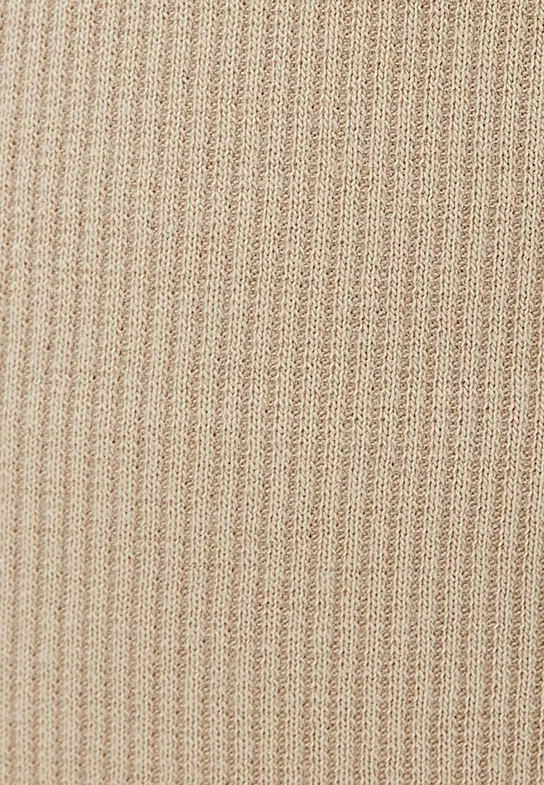 Slogan Printed Ribbed Top