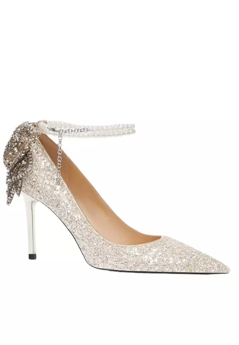 Discount on Twenty Eight Shoes  shoes - SKU: 8cm Sequins Pearl Strap Pointed Wedding Heels Px708-A21