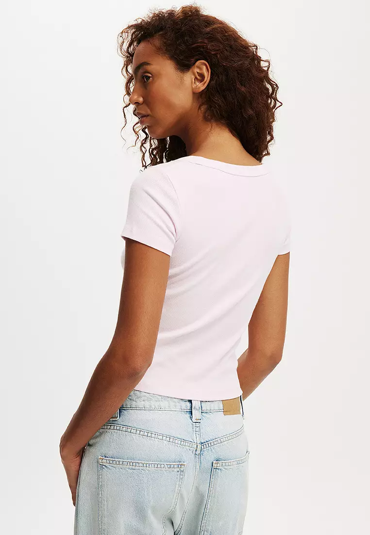 Goldie Rib V Neck Short Sleeve Tee