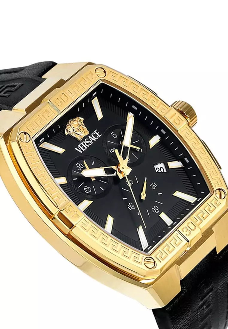 Versace Sporty Tonneau Greca Black Rubber Analog Quartz Watch For Men VESP00324