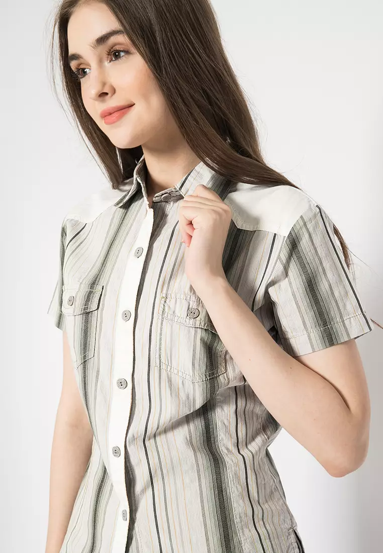 LGS - Slim Fit - Kemeja Wanita - Putih - Motif - LLSH.380.NH716.450.7C