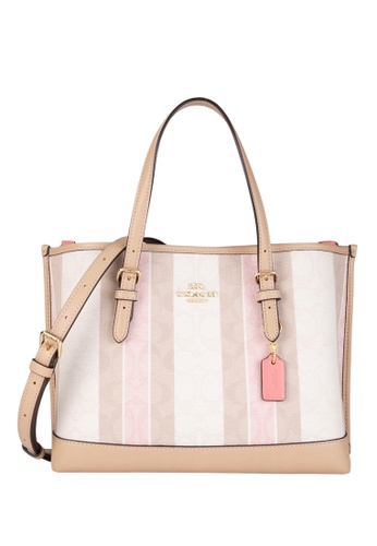 Coach pink Coach Mollie Tote 25 In Signature Jacquard With Stripes - Taffy A4F73ACA47DB7FGS_1