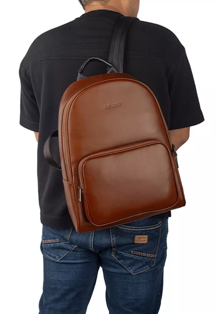 Backpack Tas Ransel Kulit Pria Gino Mariani Alwine Brown