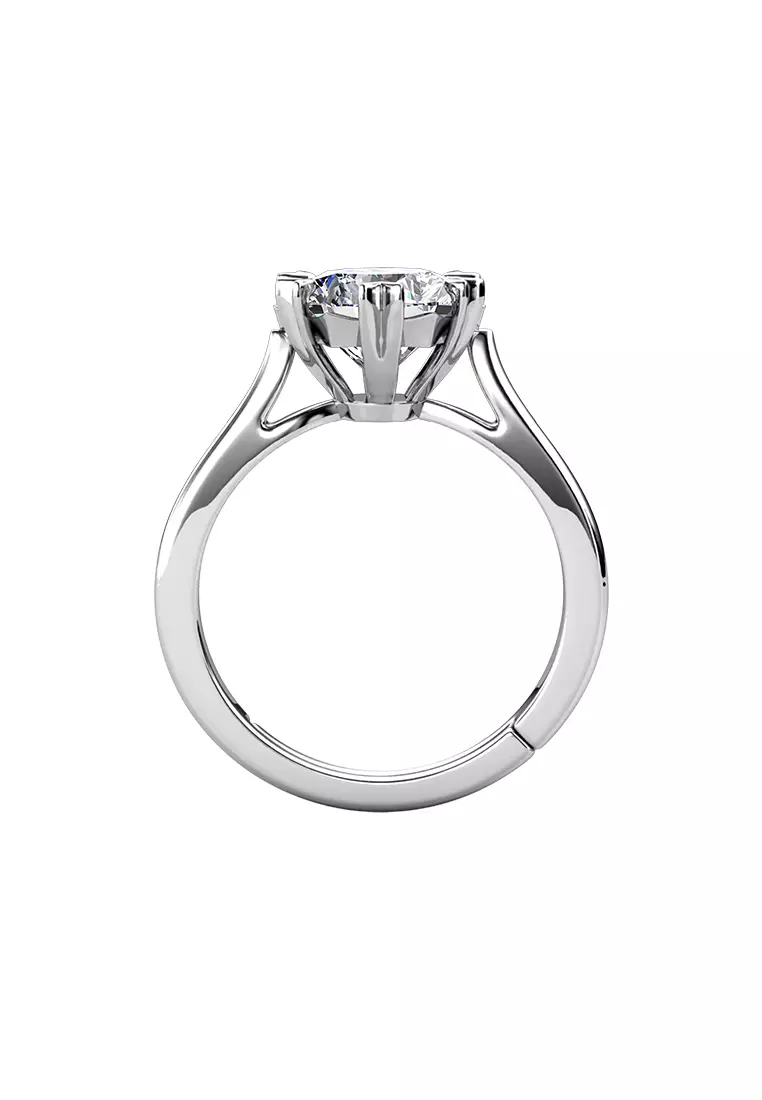 Berlian Moissanite Le Fond Ring [GRA CERTIFICATE MOISSANITE DIAMOND] - Cincin 1carat Moissanite Diamond 925 Silver Celesta by Her Jewellery