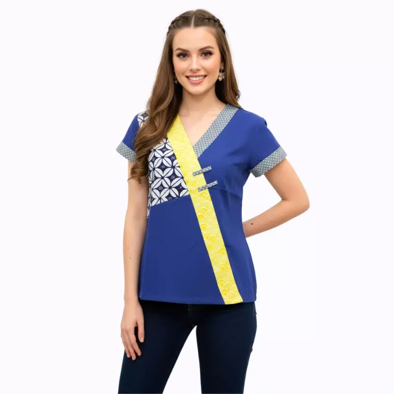 Blouse Batik Wanita - Bhatara Batik Melissa - Atasan Batik Modern Lengan Pendek