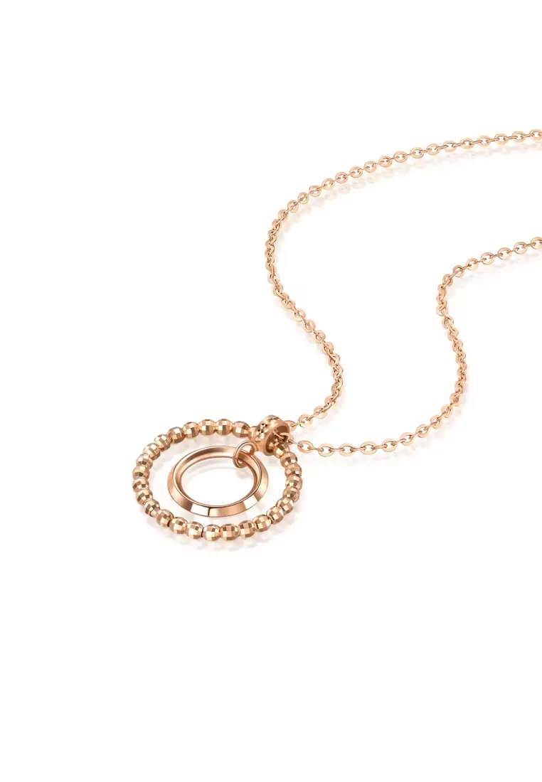 Delicate Gold 18K Rose Gold Cute Hoop Necklace for Women 92692N