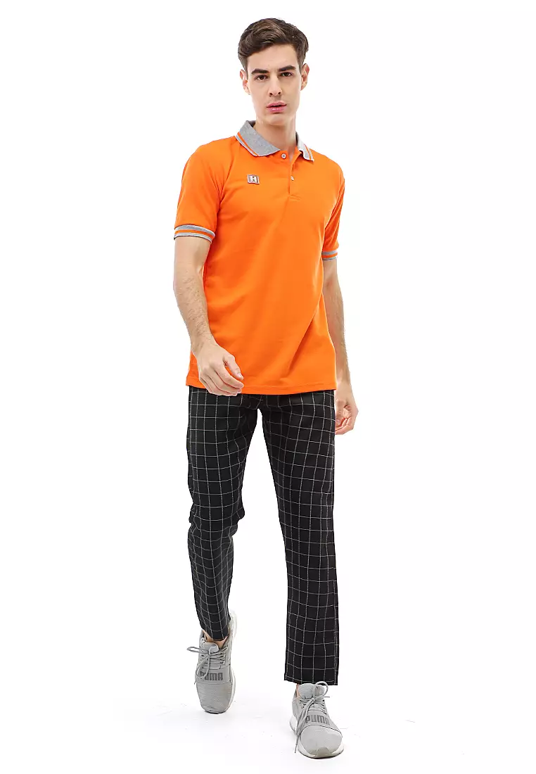 Jack T-Shirt Atasan Kasual Kaos Polos Pria Kerah Lengan Pendek Material Cotton ORIGINAL - Orange