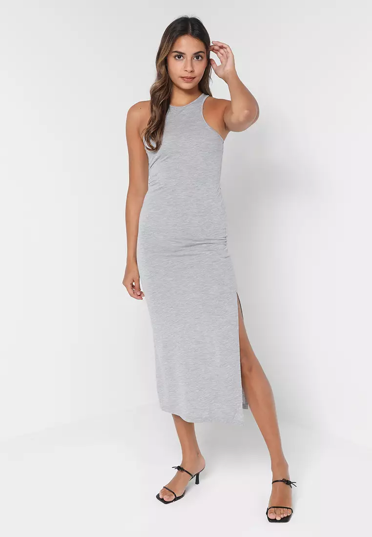bodycon dress with thigh split Rip Curl Women's Premium Rib Racer Midi Cover Up Dress at SwimOutlet.com main image 1