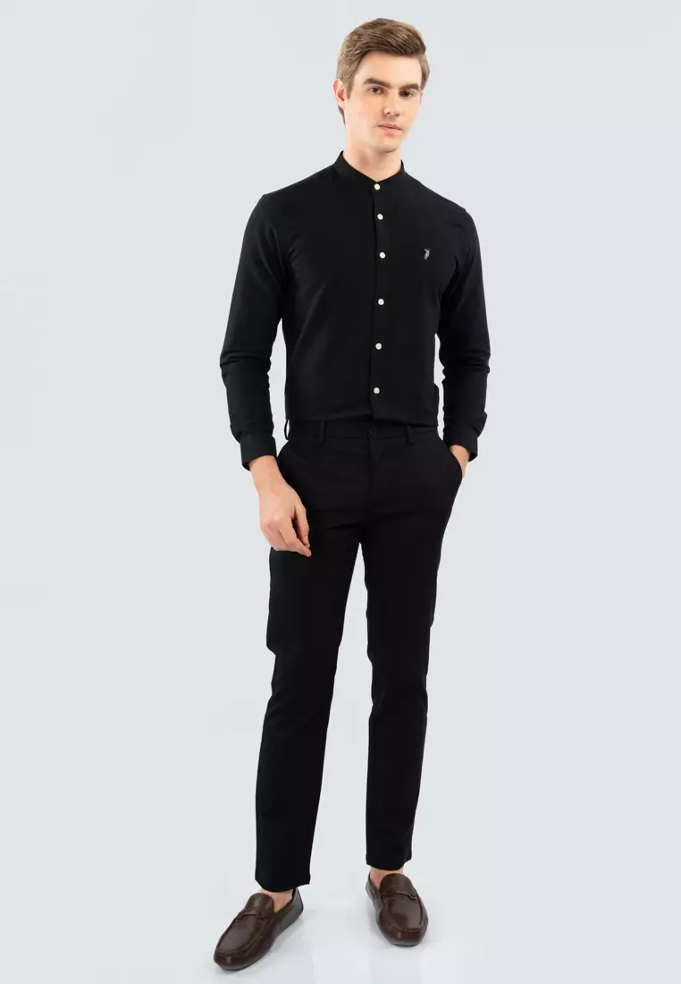 Polo Haus - Men’s Cotton Mix Signature Fit Mandarin Collar Long Sleeve MBLSE002