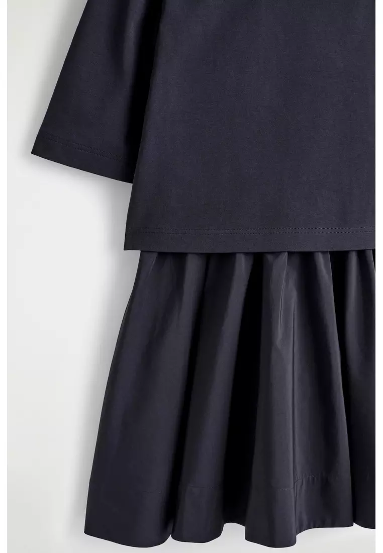 CONTRAST-PANEL BOAT-NECK MINI DRESS