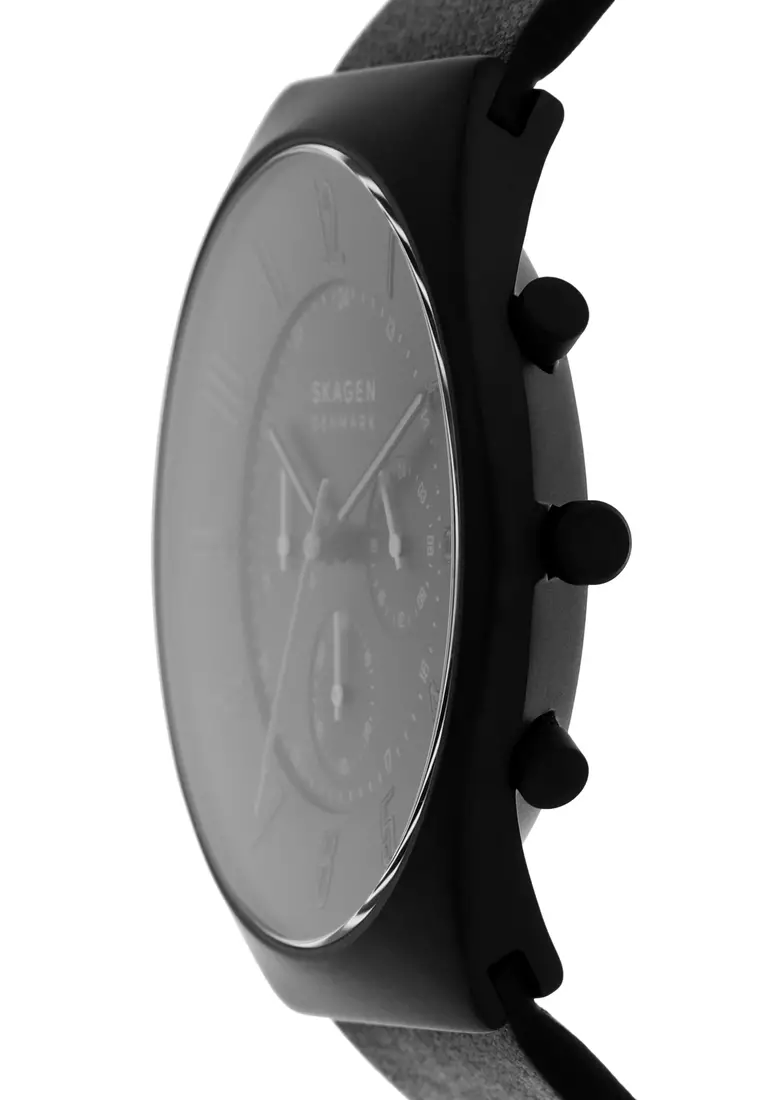 Grenen black best sale leather watch