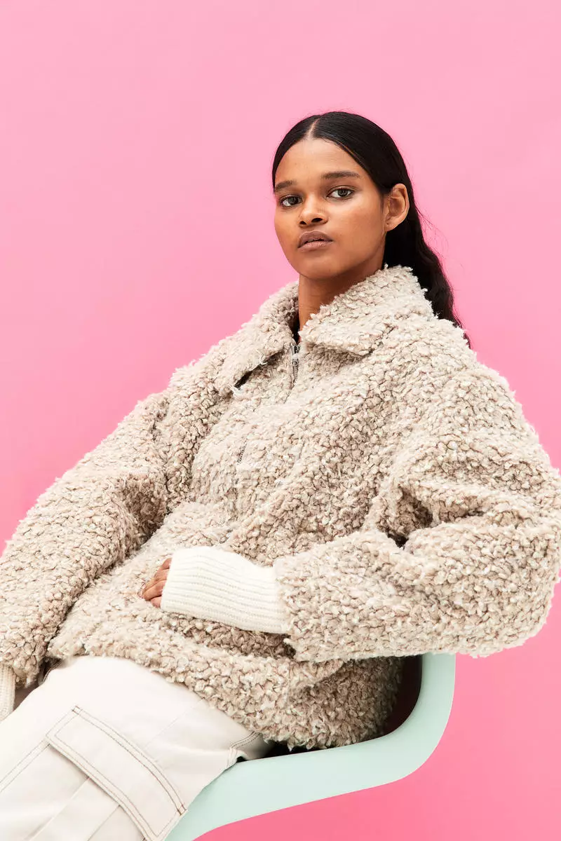 H&m pink teddy jacket clearance