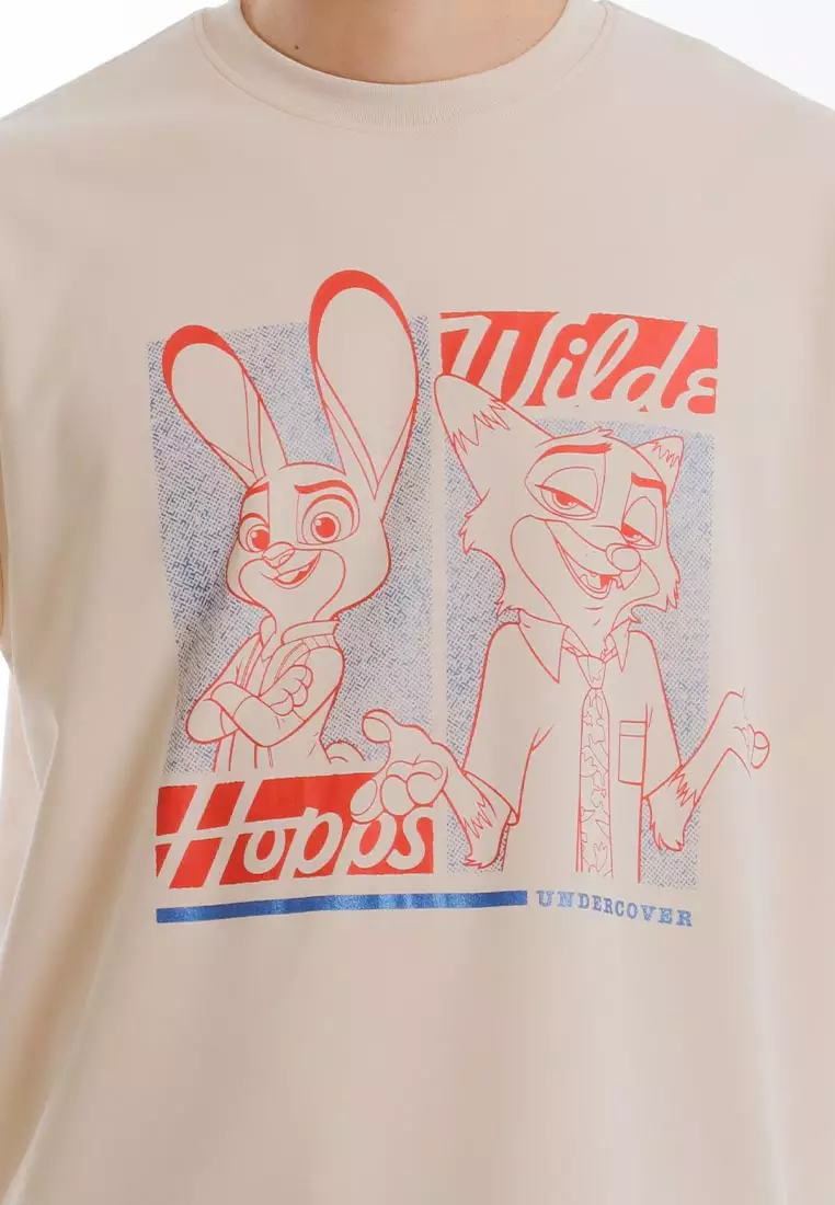 Forest x Disney Zootopia 2 Premium Cotton Oversized Men Tee -  FW20152-16LtKhaki