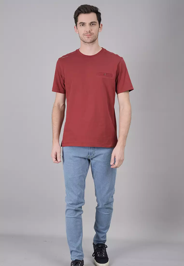 LGS - Kaos Casual Pria - Kaos Polos - Kaos Lengan Pendek - Reguler Fit - Maroon - CTS.222.G3069.03.C