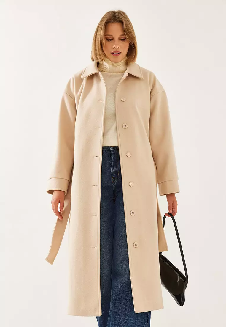 Women's Belted Long Stamp Coat 2498 60261002
