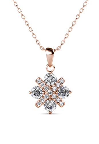 Her Jewellery gold Cross Petal Pendant (Rose Gold) - Made with premium grade crystals from Austria 4733AAC55653B3GS_1