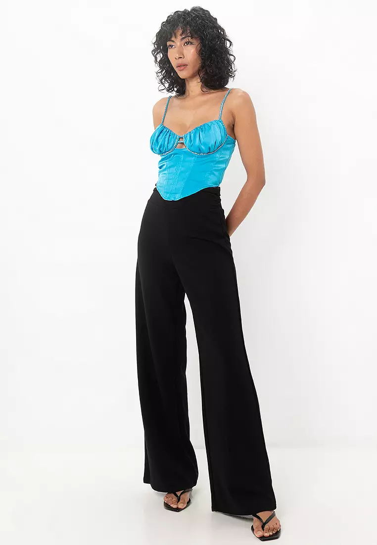 Jersey Suit Super High Waist Wide Leg Trousers