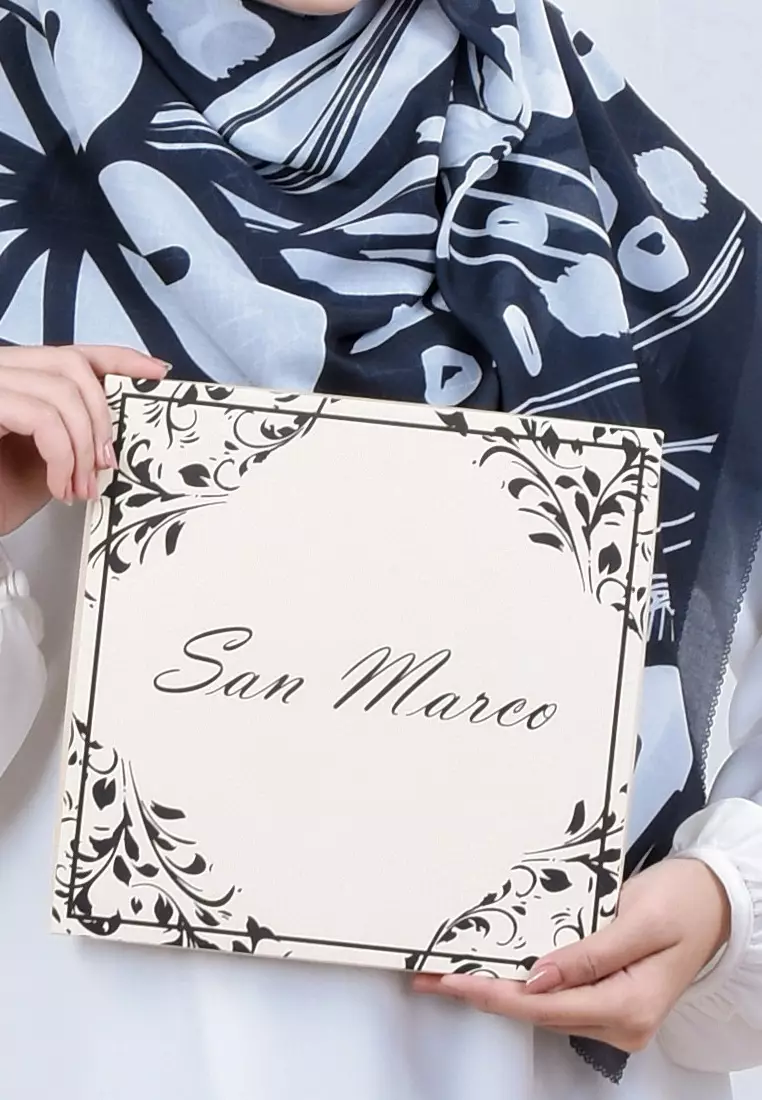 Malaya Signature Square Voile Scarf Hijab Segi Empat Charcoal Black