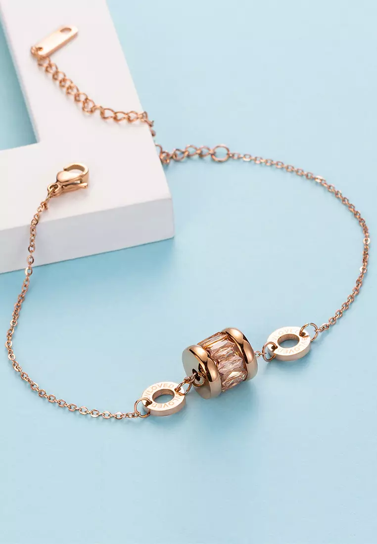 Minimalist BVLOVED Champagne Crystal Charm Bracelet