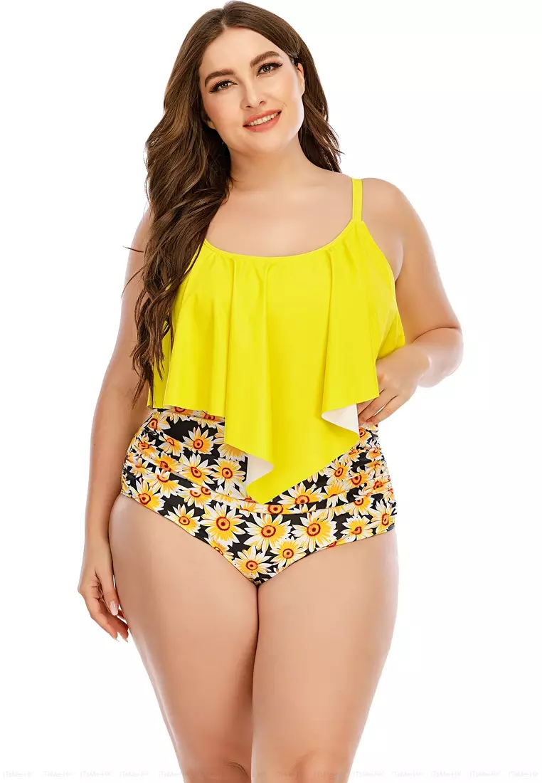 Yellow plus size bathing 2025 suit