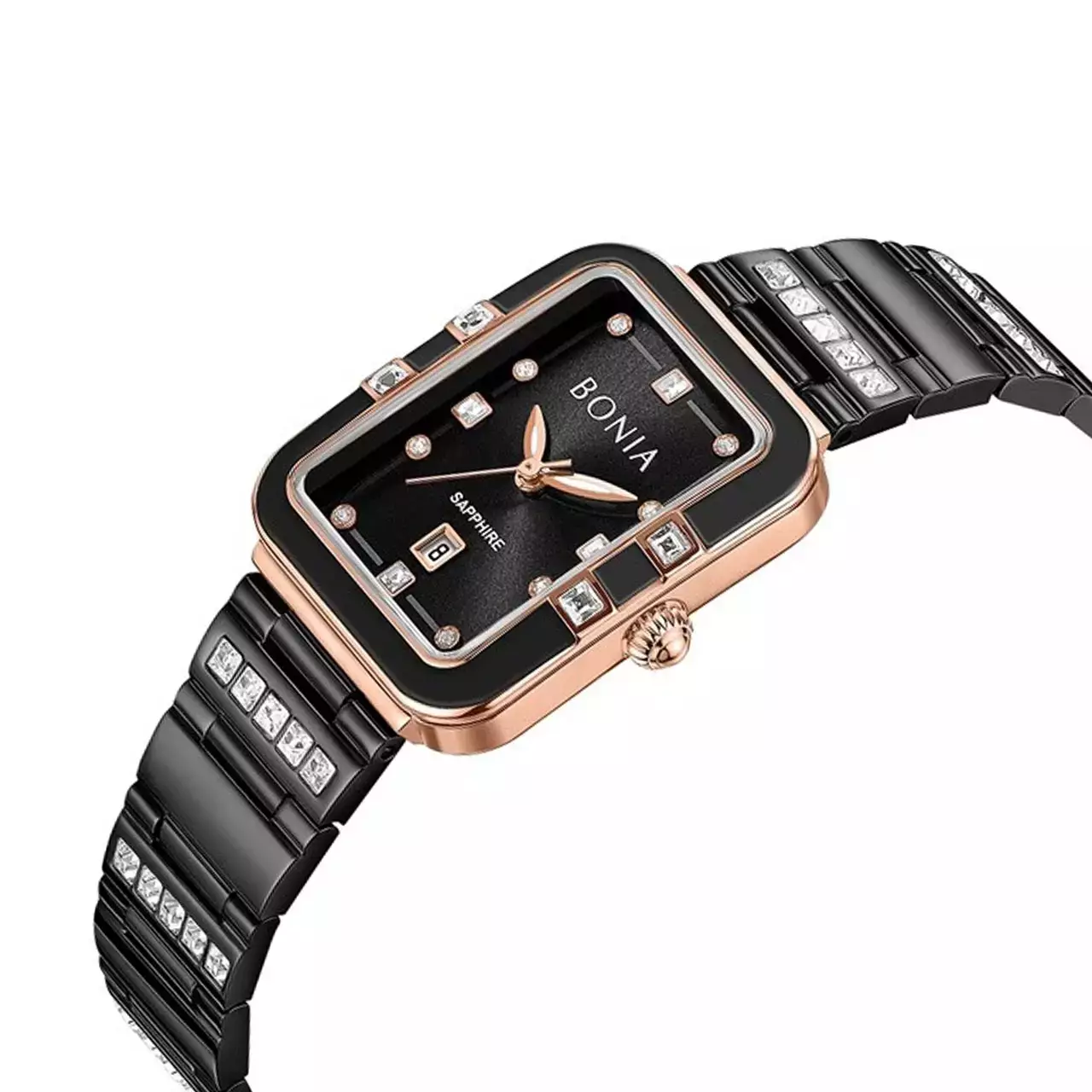 Jam Tangan Wanita Bonia Black Dial Stainless Steel Strap Analog B10855-2037S