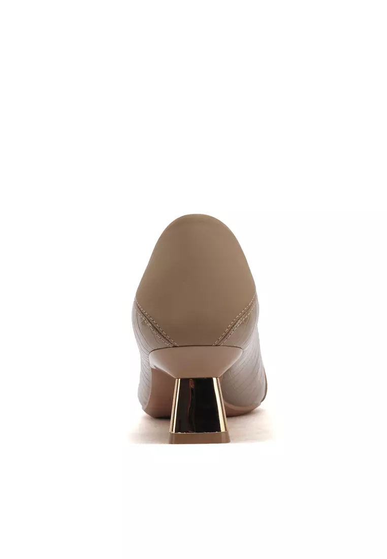 5CM Pointy Square Buckle Textured Pumps XJ568-2