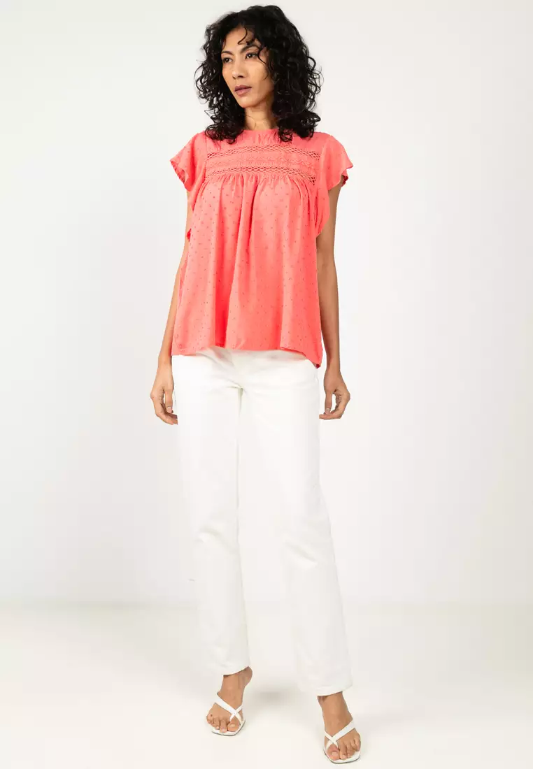 Short Sleeve Frill Woven Top