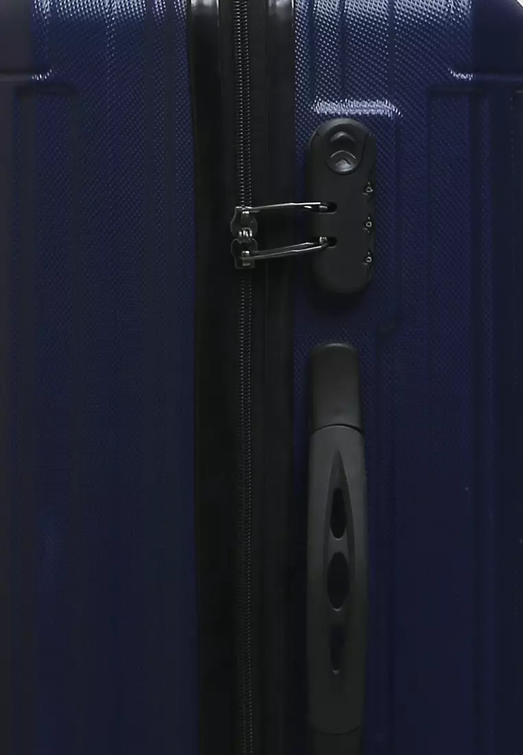 Isvara Tas Koper Hardcase Unisex One Set Suitcase Number Code Combination Lock Large Compartment Material ABS+PVC Coated ORIGINAL - Navy
