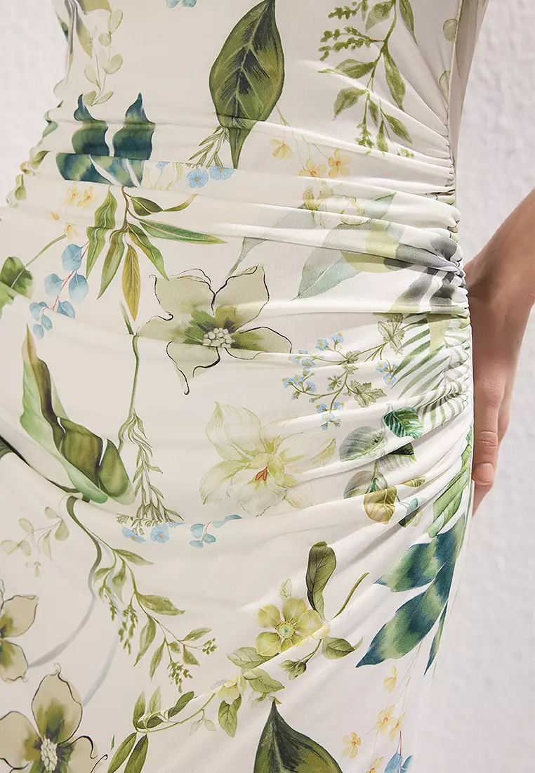 Floral Pattern Midi Dress