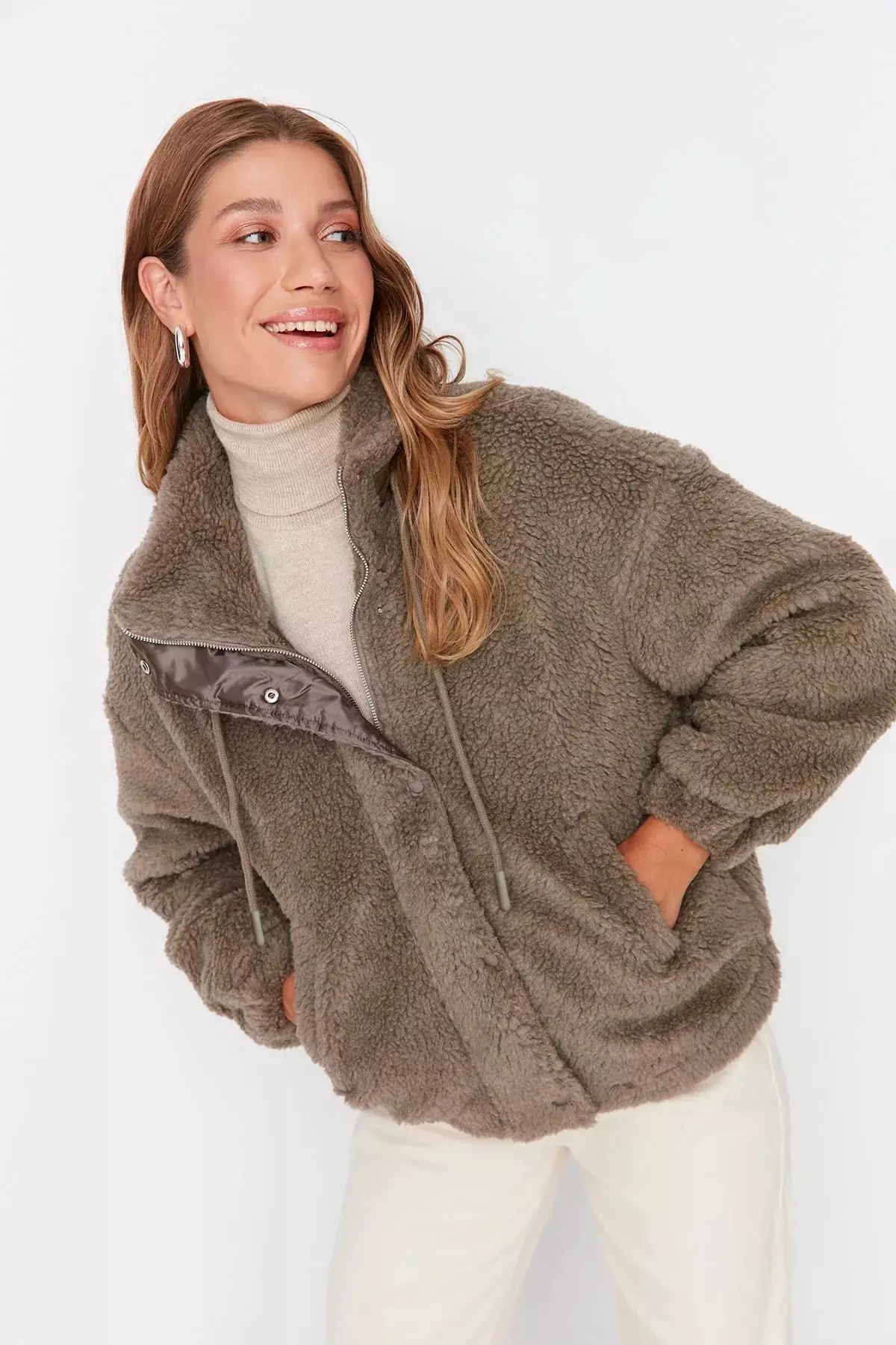 Oversize Mink Plush Jacket Zipper Coat