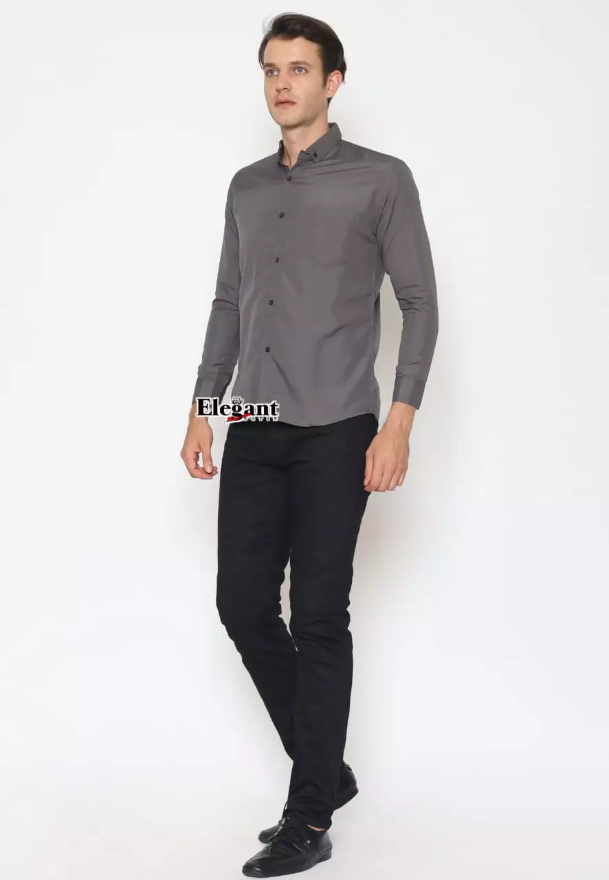Kemeja Polos Abu-Abu Premium Slimfit Elegant