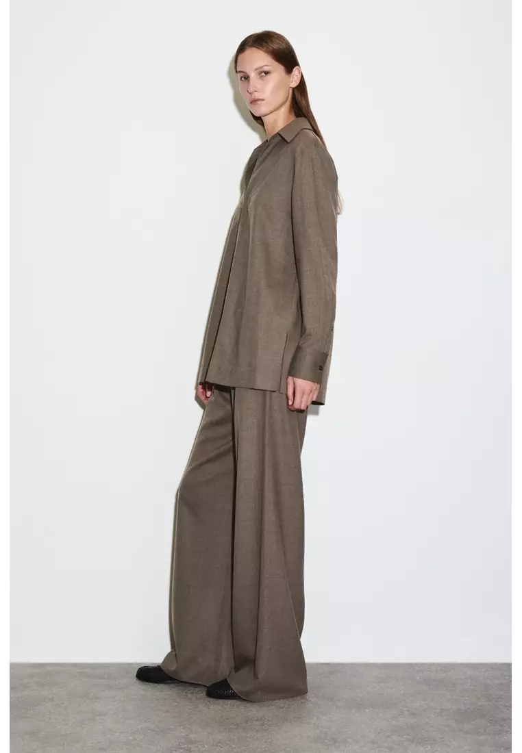 OPEN-COLLAR WOOL-BLEND SHIRT