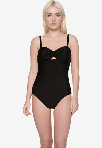 Old Navy black Keyhole Tie Front One-Piece Swimsuit 9D5A7US2B47972GS_1