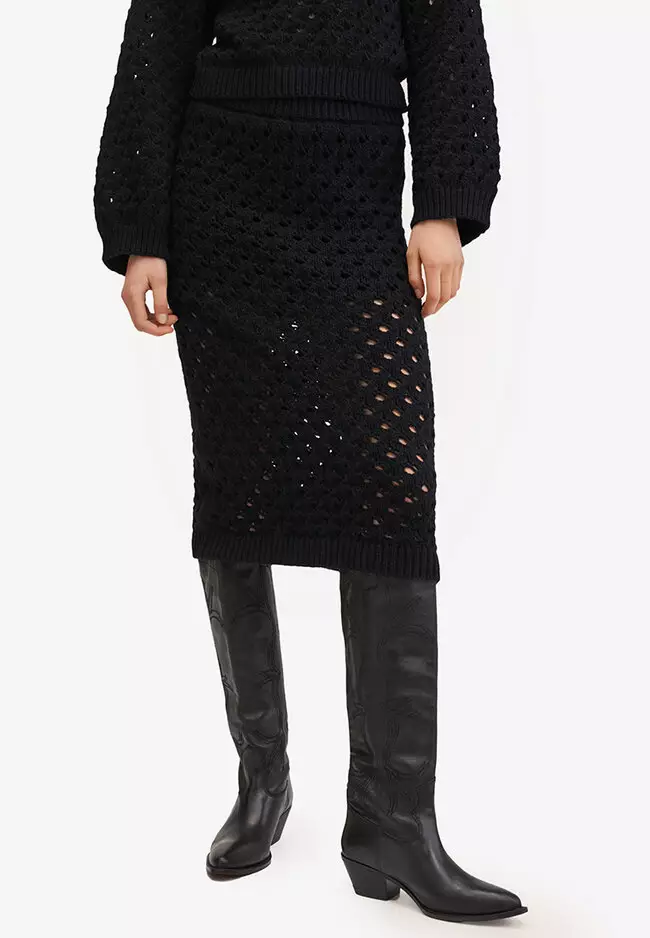 Mango Openwork Knit Skirt