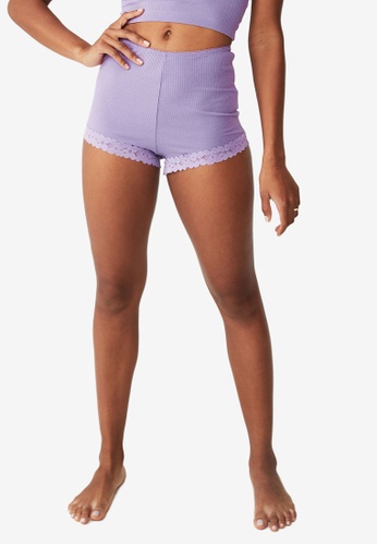 Cotton On Body purple Rib Lace Sleep Shorts 6E82CAA5A532E0GS_1