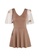 A-IN GIRLS brown Retro Gauze Stitching One-Piece Swimsuit BFEE1US1D0FA02GS_4