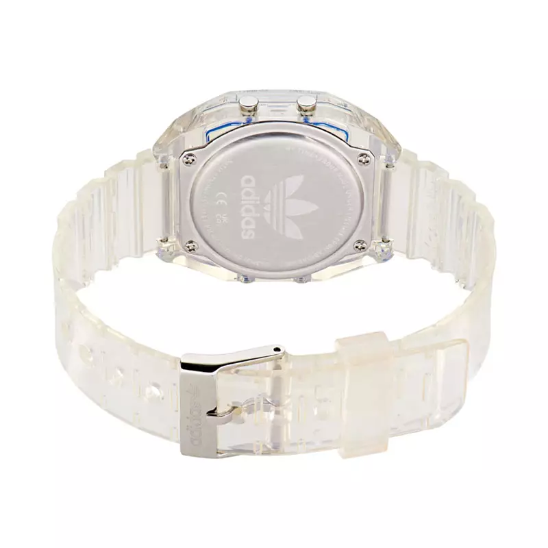 Jam Tangan Unisex Adidas Street AOST24061 Digital Two Crystal Dial Transparent Resin Strap