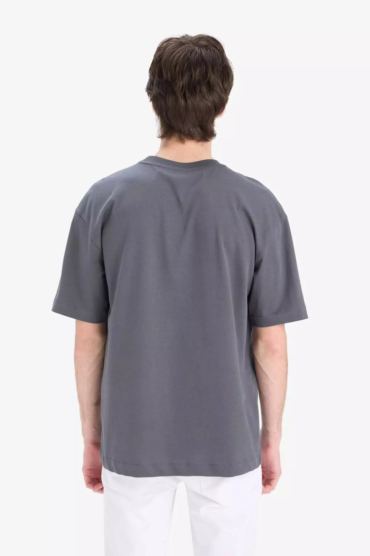 100% 棉 寬鬆闊管圓領基本款淨色短袖T恤 E6885Axns