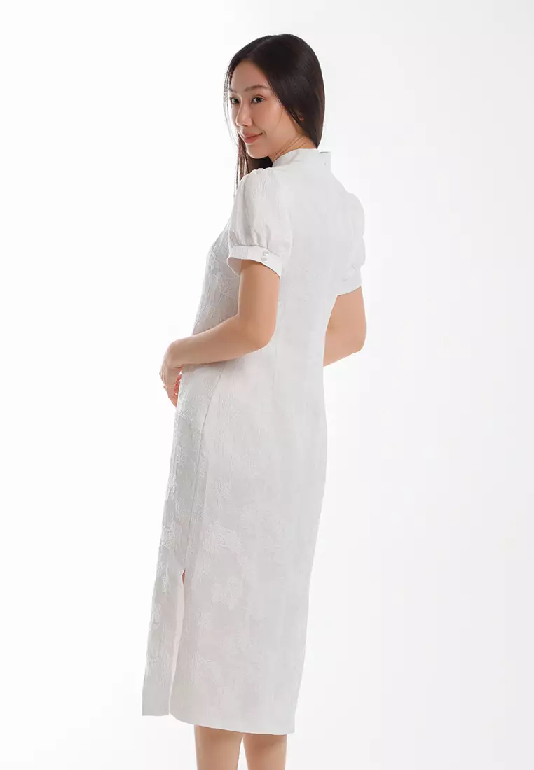 Forest Ladies CNY Cheongsam Short Sleeve Dress - 885129-02White