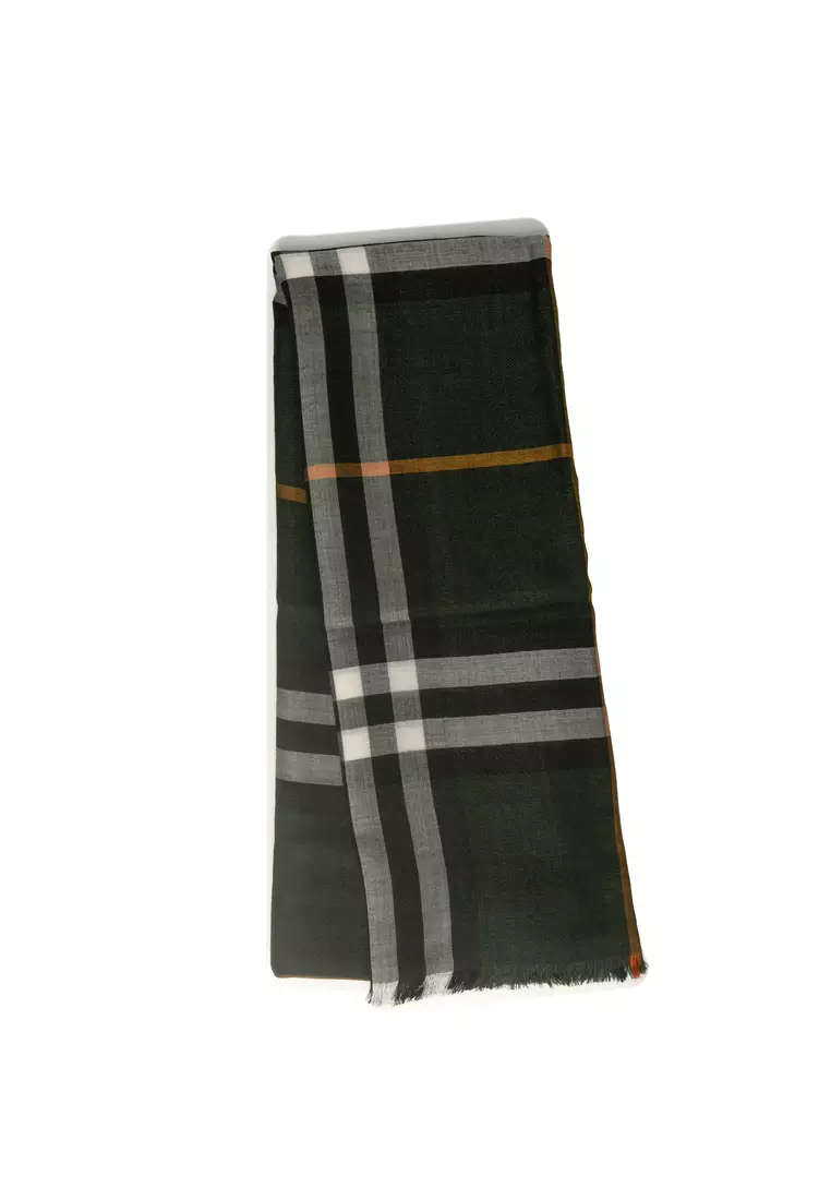 Buy BURBERRY Reversible Check Wool Silk Scarf Scarf 2025 Online