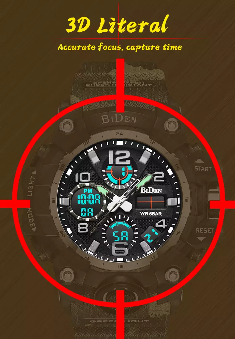 Jam Tangan Pria Militer Olahraga Digital&Analog Tali Silikon 3ATM Anti Air Jam Tangan