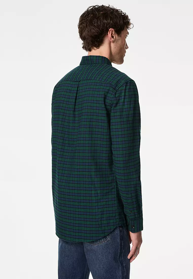 Easy Iron Pure Cotton Check Oxford Shirt