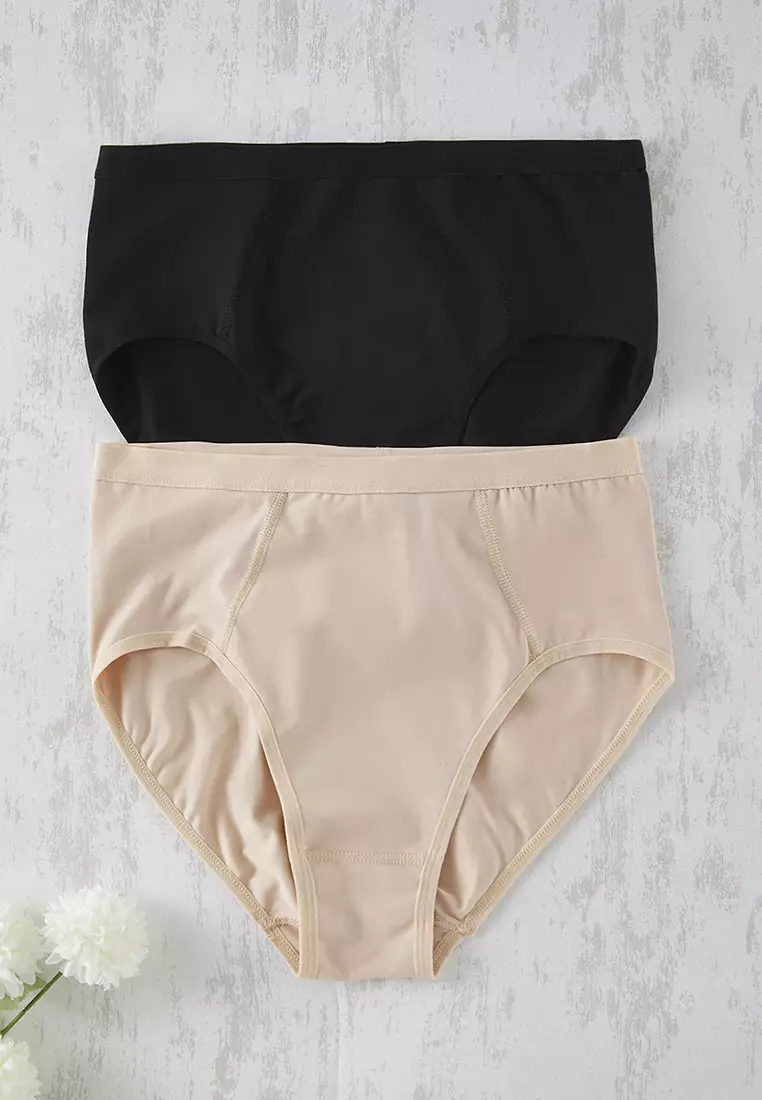 Black-Skin 2 Pack High Waist Shapewear Plus Size Panties Tbbss25Cm00001