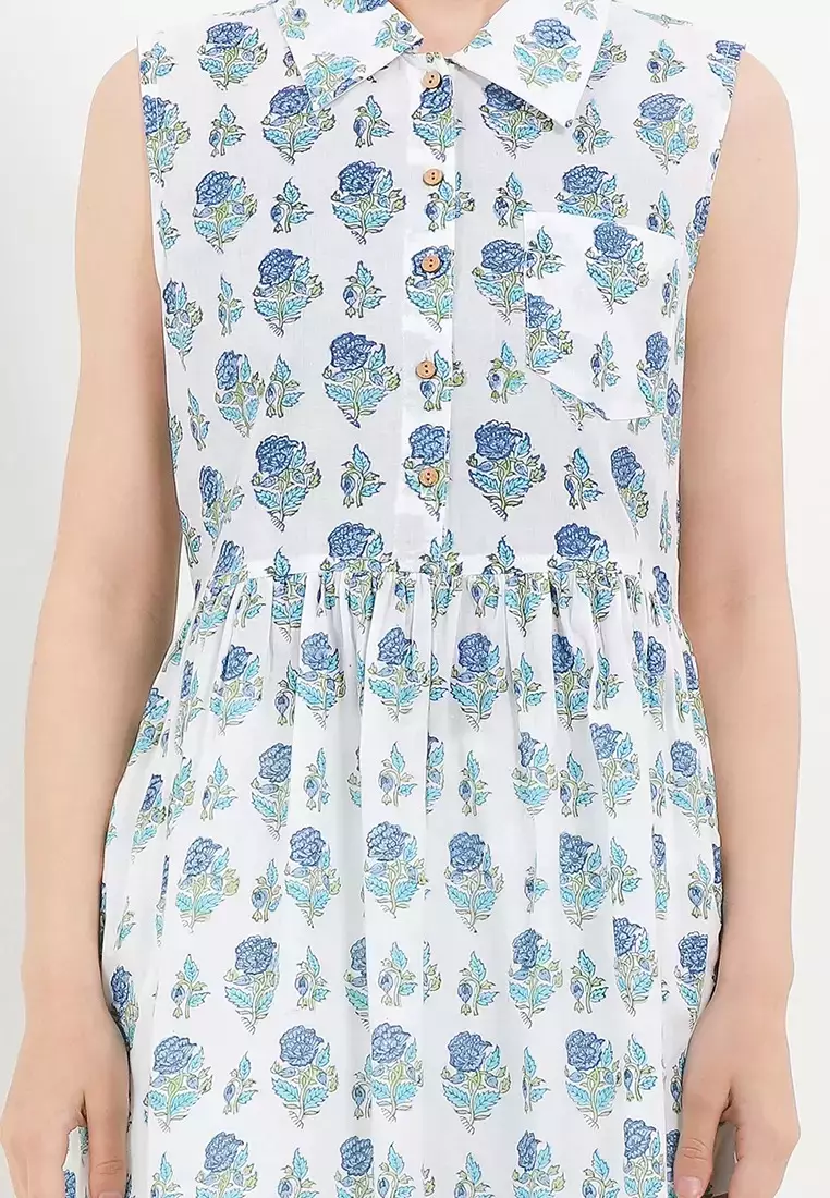 Chanira Aries Dress-White Blue