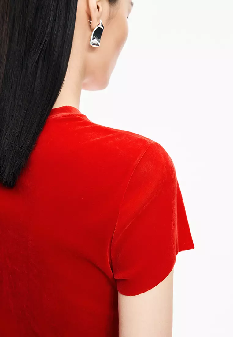 人丝网纱修身短袖T恤