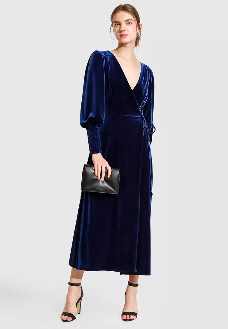 Current Mood Velvet Wrap Dress