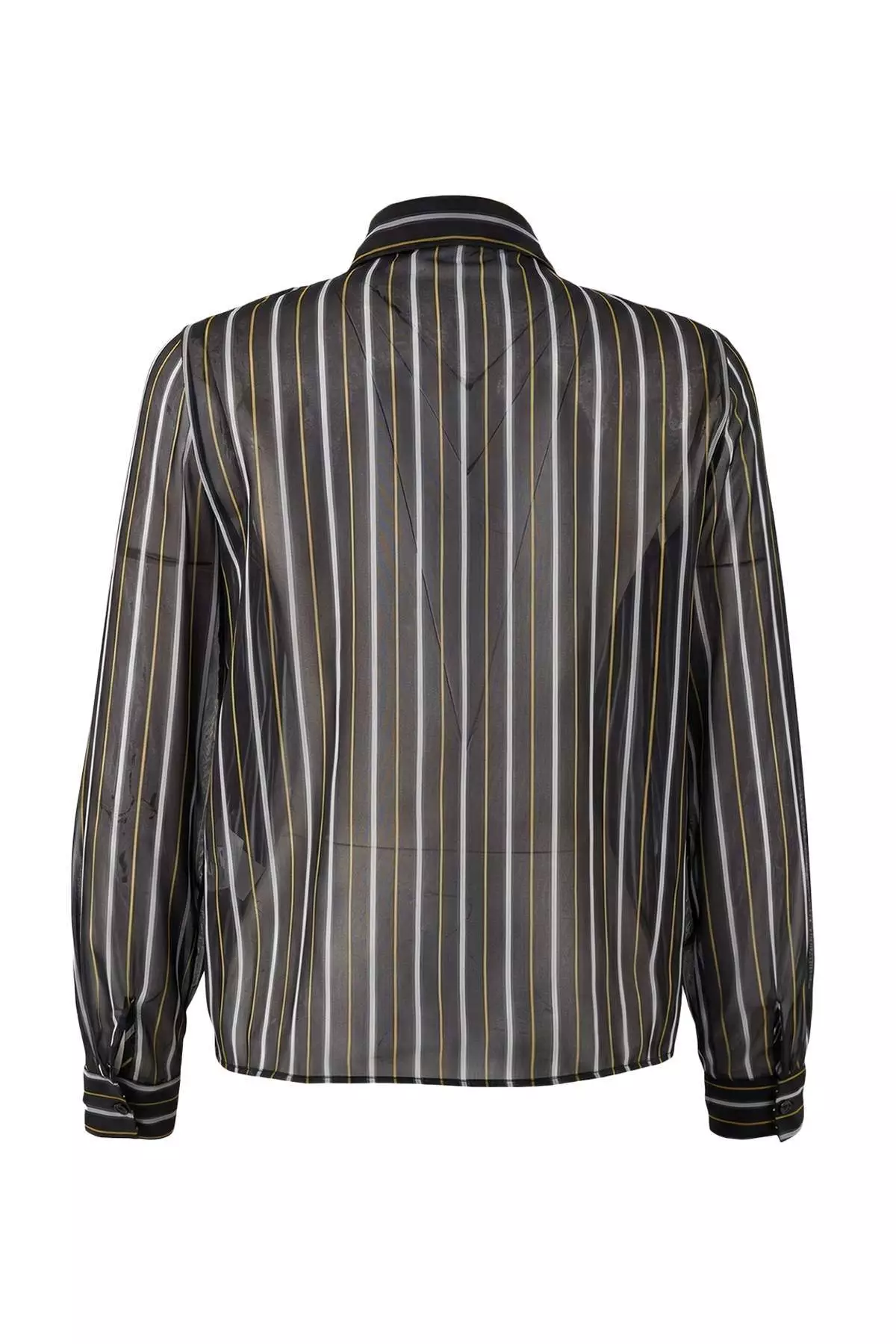 Multi-Colored Striped Tie Unlined Chiffon Shirt Twoss26Go18