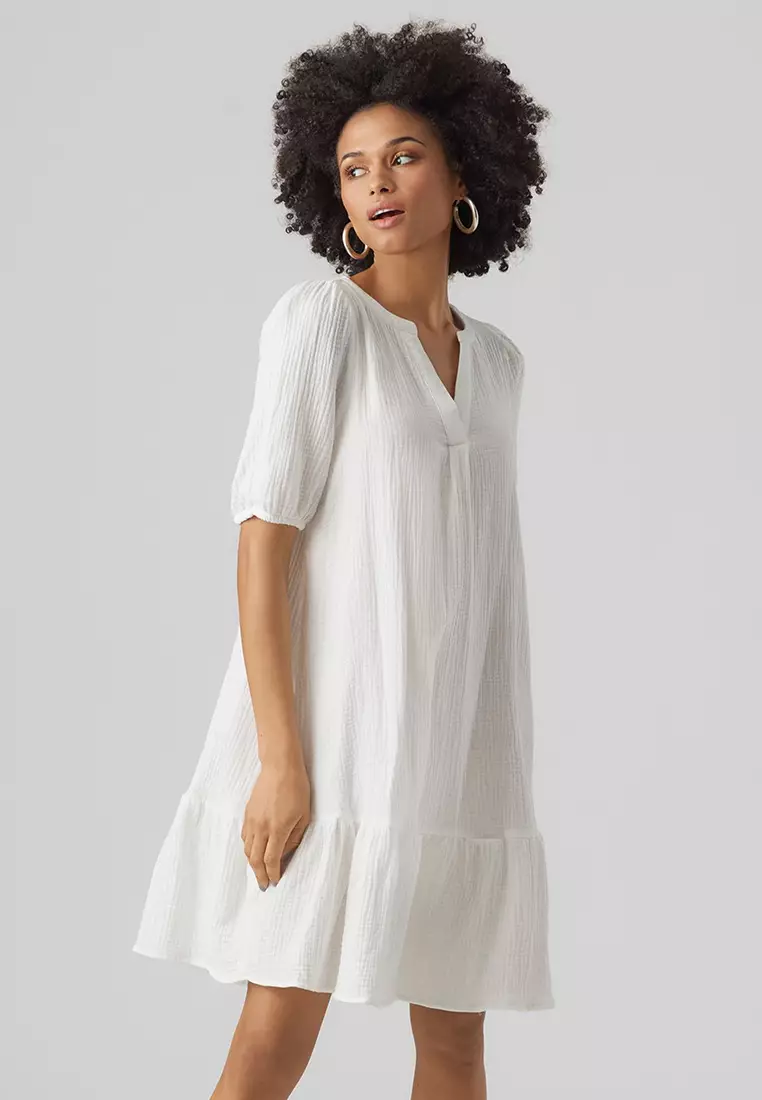 Vero Moda Texture Frill Dress 2023 | Buy Vero Moda Online | ZALORA Hong ...