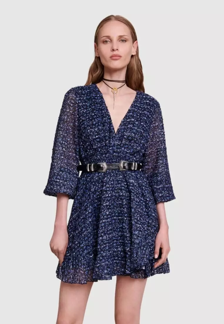 Maje embroidered chiffon dress sales